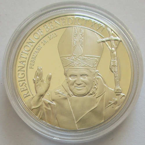 Cook Islands 5 Dollars 2013 Resignation of Pope Benedict XVI Silver