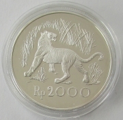 Indonesia 2000 Rupiah 1974 15 Years WWF Javan Tiger...