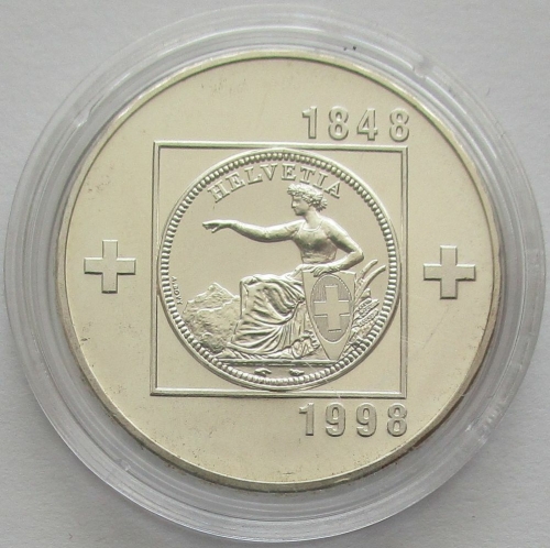 Switzerland 20 Franken 1998 150 Years Federation Silver BU