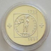 Switzerland 20 Franken 1998 200 Years Helvetic Republic Silver BU