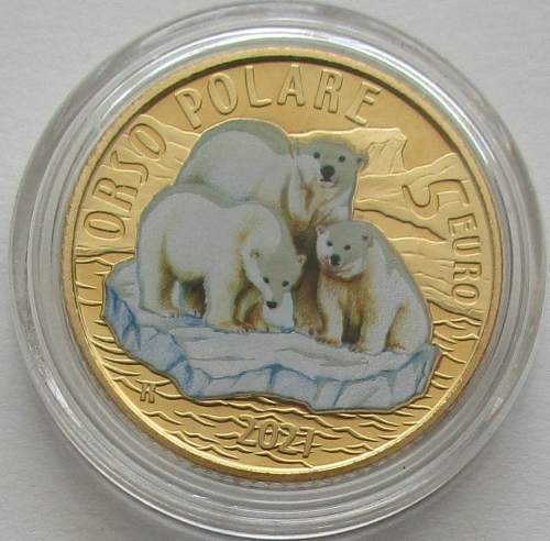 Italiy 5 Euro 2021 Endangered Animals Polar Bear