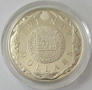 British Virgin Islands 20 Dollars 1985 Lost Treasures Doubloon Silver