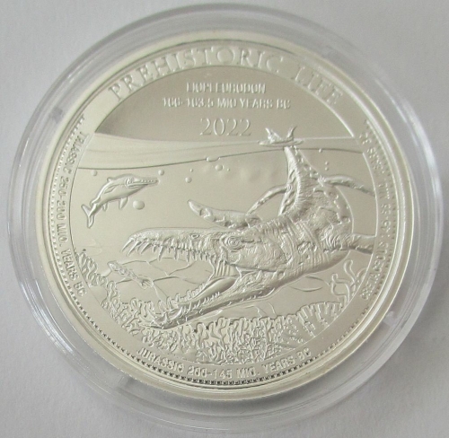 DR Congo 20 Francs 2022 Prehistoric Life Liopleurodon 1 Oz Silver