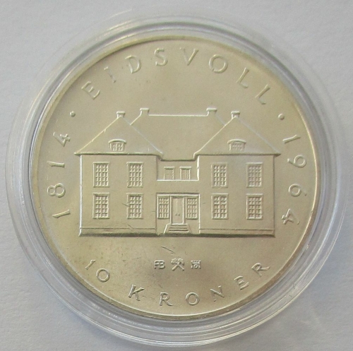 Norway 10 Kroner 1964 150 Years Constitution Silver