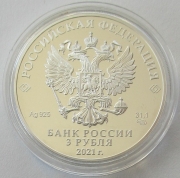 Russia 3 Roubles 2021 Football Euro 1 Oz Silver