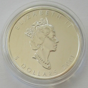 Canada 5 Dollars 2001 Maple Leaf 1 Oz Silver