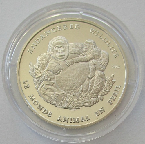 Congo 1000 Francs 2003 Wildlife Gorilla Silver