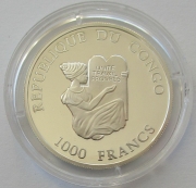 Congo 1000 Francs 2003 Wildlife Gorilla Silver