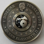 Tuvalu 1 Dollar 2016 Rotating Charm Yin & Yang