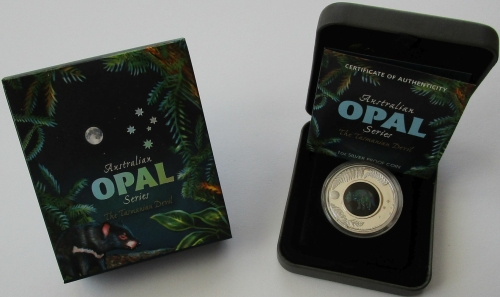 Australia 1 Dollar 2014 Opal Tasmanian Devil 1 Oz Silver