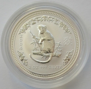 Australia 2 Dollars 2004 Lunar I Monkey 2 Oz Silver