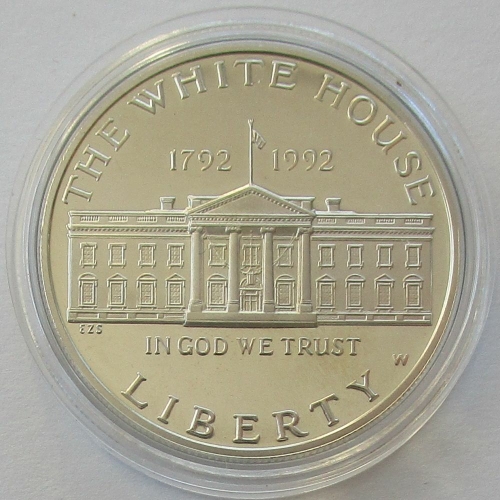 USA 1 Dollar 1992 200 Years White House in Washington Silver Proof