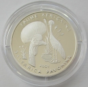 Chad 1000 Francs 2001 Wildlife Black Crowned Crane Silver