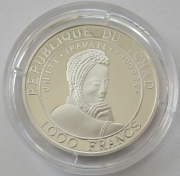 Chad 1000 Francs 2001 Wildlife Black Crowned Crane Silver