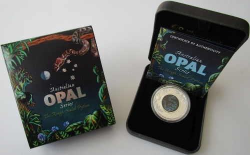 Australia 1 Dollar 2015 Opal Rough-Scaled Python 1 Oz Silver