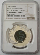 Australia 1 Dollar 2015 Opal Rough-Scaled Python NGC PF69 Grade 1 Oz Silver