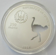 Djibouti 250 Francs 2018 Shapes of Africa Ostrich 1 Oz...