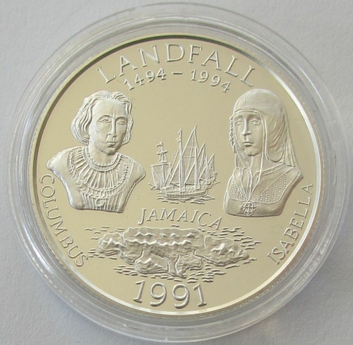 Jamaica 25 Dollars 1991 500 Years America Silver