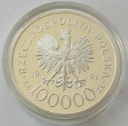 Poland 100000 Zlotych 1991 World War II Henryk "Hubal" Dobrzański Silver