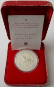 Australia 1 Dollar 2002 Lunar I Horse 1 Oz Silver Proof