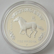 Australia 1 Dollar 2002 Lunar I Horse 1 Oz Silver Proof
