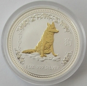 Australia 1 Dollar 2006 Lunar I Dog Gilded 1 Oz Silver