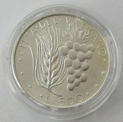 Vatican 500 Lire 1972 Grapes & Barley Ear Silver