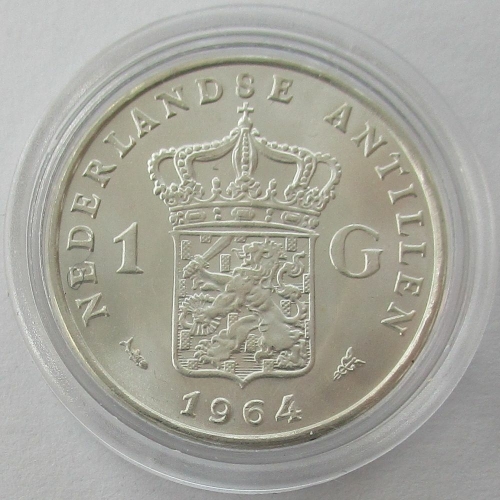 Netherlands Antilles 1 Gulden 1964 Koningin Juliana Silver