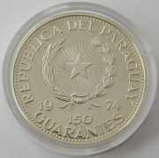 Paraguay 150 Guaranies 1974 Konrad Adenauer Silver