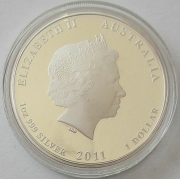 Australia Three Coin Set 2011 Lunar II Rabbit 3.5 Oz Silver Proof