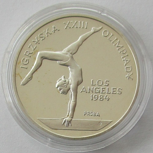 Poland 500 Zlotych 1983 Olympics Los Angeles Gymnastics Pattern Silver