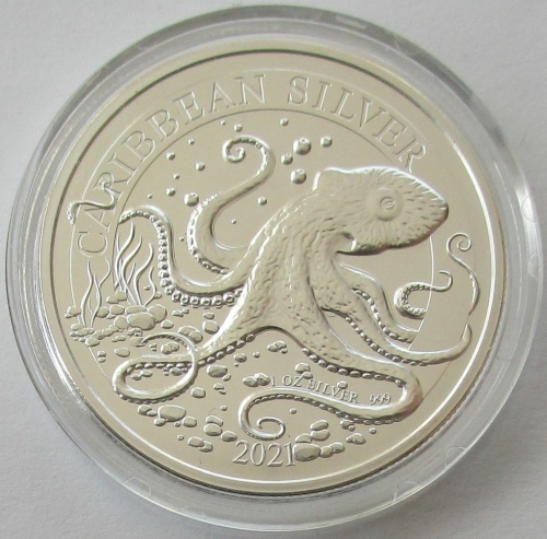 Barbados 1 Dollar 2021 Caribbean Silver Octopus