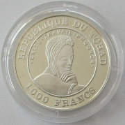 Chad 1000 Francs 2002 Football World Cup in Argentina Silver