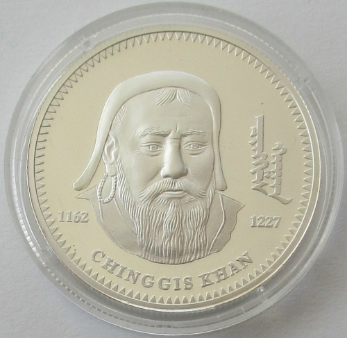 Mongolia 1000 Togrog 2002 Genghis Khan Silver
