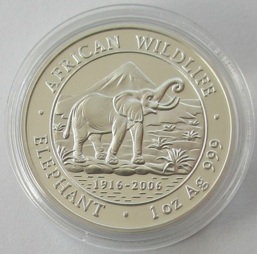Somalia 1000 Shillings 2006 Elephant 1 Oz Silver
