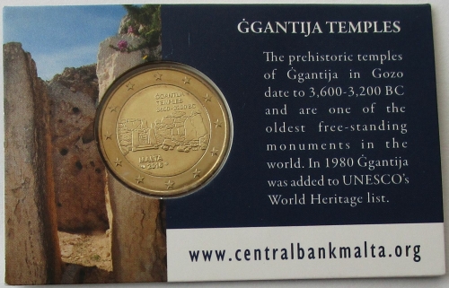 Malta 2 Euro 2016 Prehistoric Sites Ġgantija Temples BU