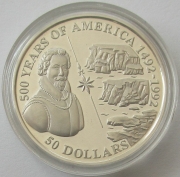 Cook Islands 50 Dollars 1993 500 Years America Martin Frobisher Silver