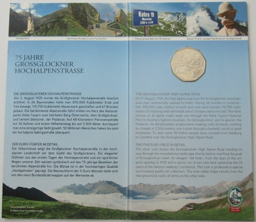 Österreich 5 Euro 2010 75 Jahre Großglockner-Hochalpenstraße BU
