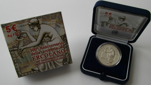 Italy 5 Euro 2009 300 Years Herculaneum Silver