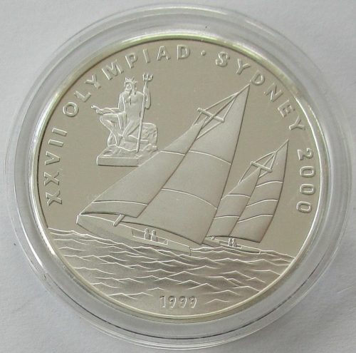 Laos 5000 Kip 1999 Olympics Sydney Sailing Silver