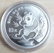 China 10 Yuan 1991 Panda Shanghai Mint (Großes Datum)