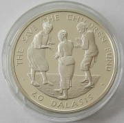 Gambia 20 Dalasis 1989 70 Years Save the Children Fund Silver Proof
