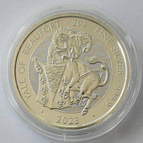 United Kingdom 5 Pounds 2023 Royal Tudor Beasts Yale of Beaufort 2 Oz Silver