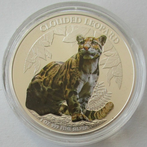 Cambodia 3000 Riels 2023 Wildlife Clouded Leopard 1 Oz Silver Coloured