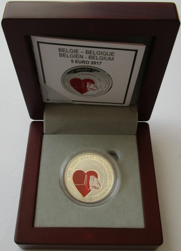 Belgium 5 Euro 2017 50 Years Heart Transplantations Silver