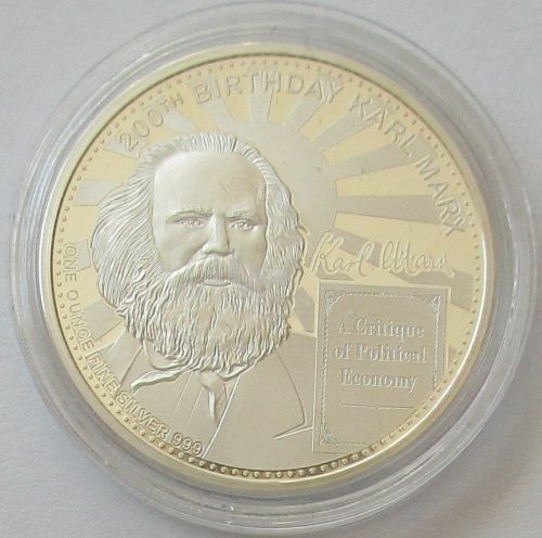 Laos 500 Kip 2018 Karl Marx 1 Oz Silver