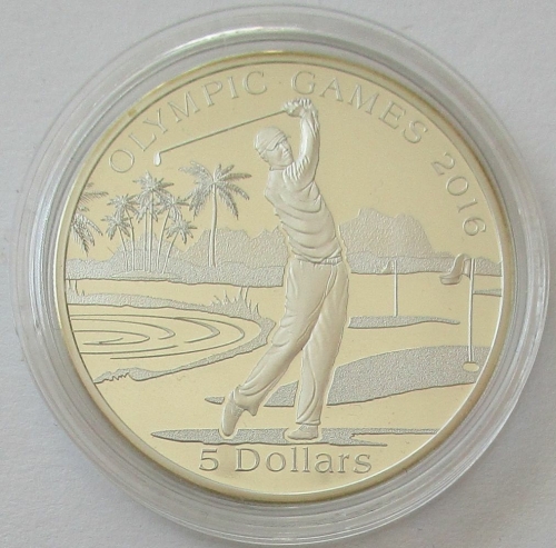 Solomon Islands 5 Dollars 2015 Olympics Rio de Janeiro Golf Silver