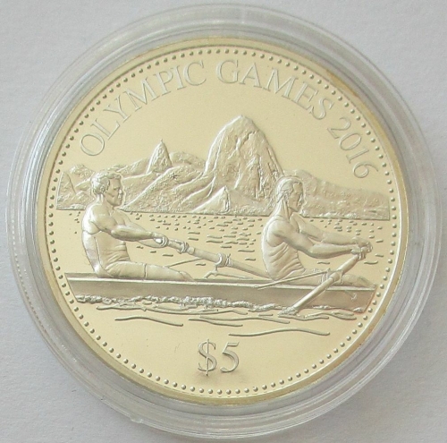 Cook Islands 5 Dollars 2015 Olympics Rio de Janeiro Rowing Silver