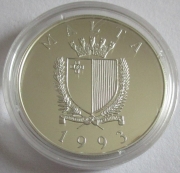 Malta 5 Liri = 10 ECU 1993 430 Years in Defence of Christian Europe Silver