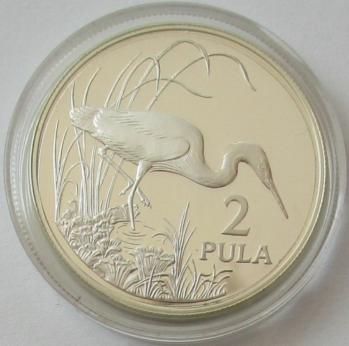 Botswana 2 Pula 1986 25 Years WWF Slaty Egret Silver